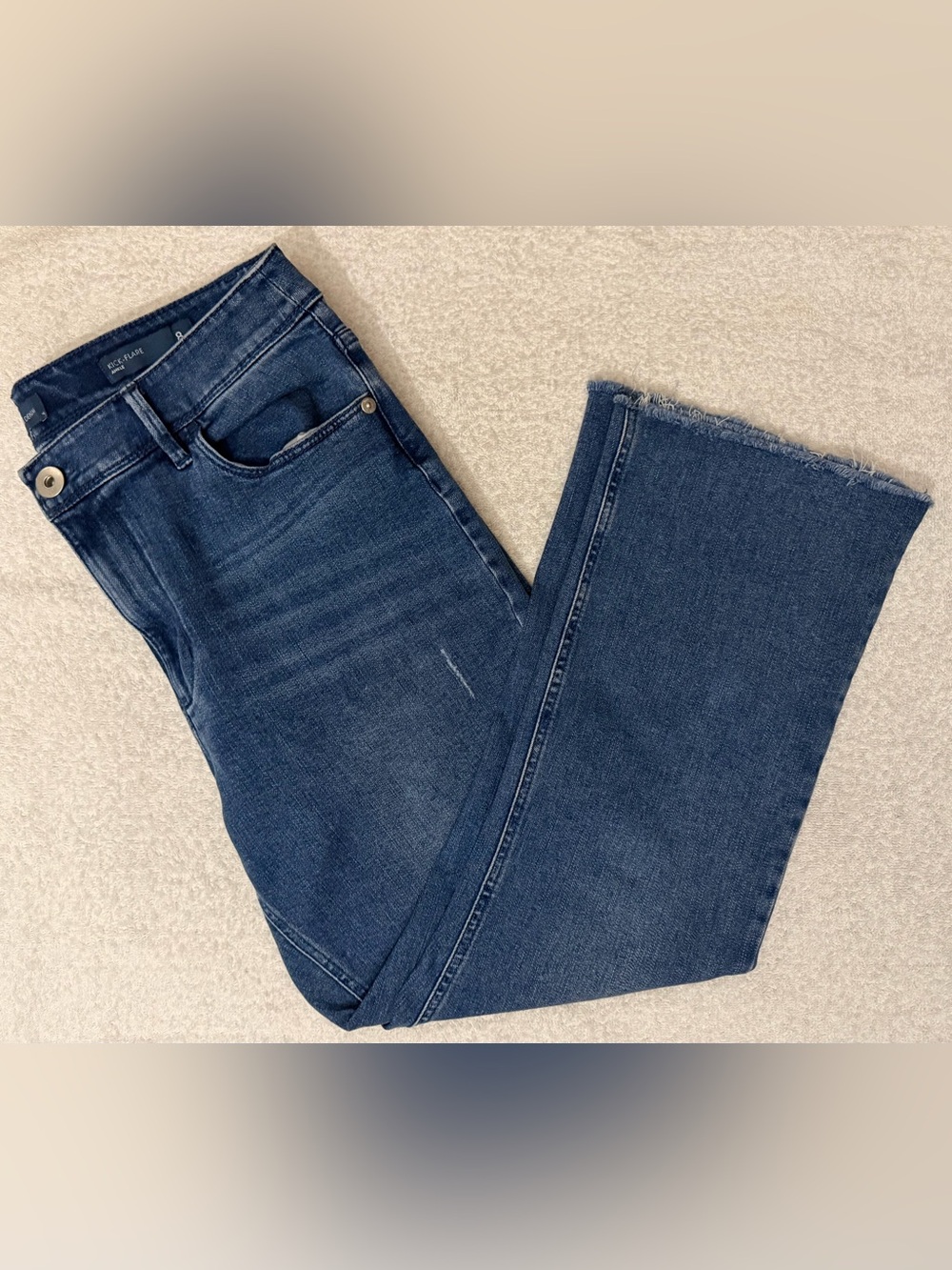 J. Jill Denim Kick Flare Cropped Ankle Jeans Petite Raw Hem Stretch WPT148822